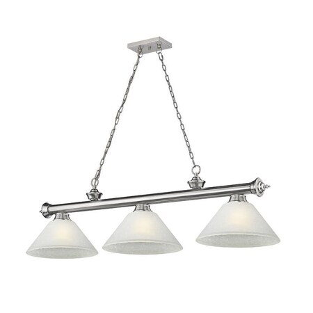 Z-Lite Cordon 3 Light Billiard, Brushed Nickel & White Linen 2306-3BN-AWL14